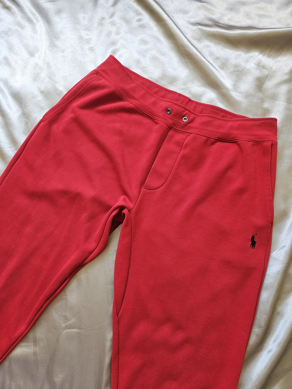 Ralph Lauren Red Cotton Track Joggers with Polo Logo Size M